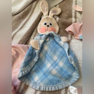 Vintage 1979 Fisher-Price Blue and Cream Bunny Blanket perfect for Easter